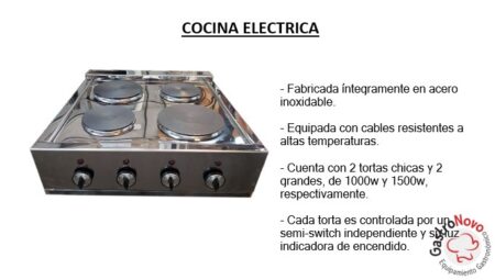 Anafe Eléctrico De Acero Inox Cuatro Hornallas 1500 Y 1000kw | GASTRONOVO