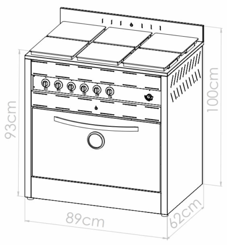 Cocina Eléctrica Industrial 6 hornallas + Horno - Imagen 3