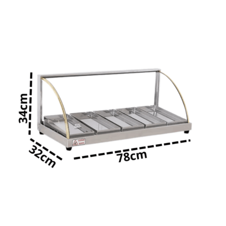 Mantenedor De Comida Caliente Curvo Eléctrico 78 Cm Warmer - Imagen 2