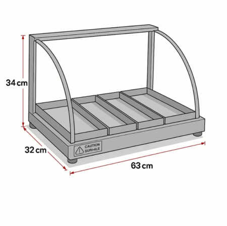 Mantenedor De Comida Caliente Curvo Eléctrico 63 Cm Warmer - Imagen 3