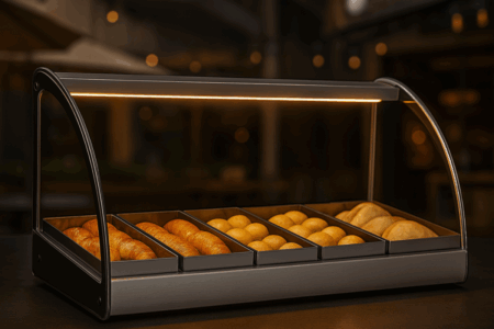 Mantenedor Comida Caliente Curvo Luz Led 220v 77cm Warmer - Imagen 5
