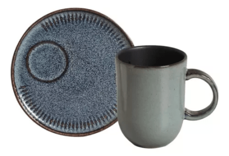 Set X 6 Taza/mug Y Plato 330ml Titanium Porto Brasil