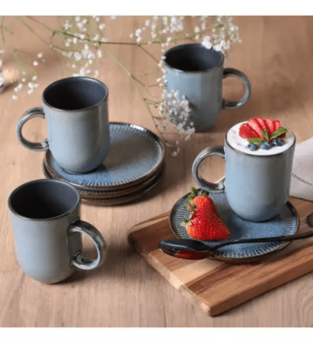 Set X 6 Taza/mug Y Plato 330ml Titanium Porto Brasil - Imagen 3