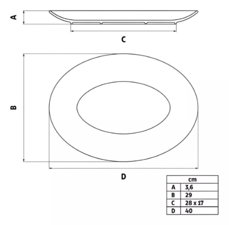Set Bandeja Oval Porcelana 40x29 Tramontina Sophia X6 - Imagen 2