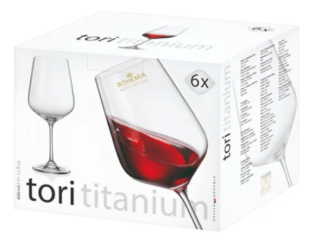 Set De 6 Copas Tori Titanium Bohemia De Cristal 600 Ml