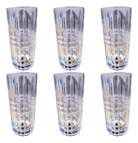 Set X6 Vaso Trago Largo Labrado Vintaje Vc-003 Vidrio 400ml