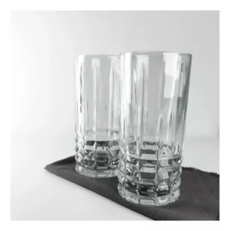 Set X6 Vaso Trago Largo Labrado Vintaje Vc-003 Vidrio 400ml - Imagen 3