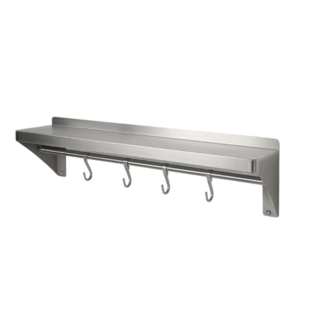 Estante De Pared Repisa Profesional Acero Inox Con Ganchos 150cm