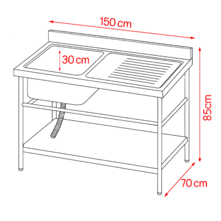 Mesada Profesional con Bacha 150cm - Imagen 5