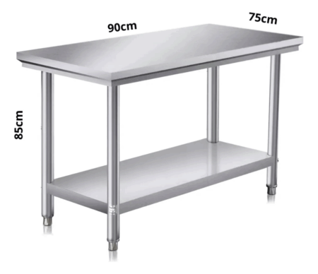 Mesada De Trabajo Profesional Desarmable Acero Inox 90cm - Imagen 2