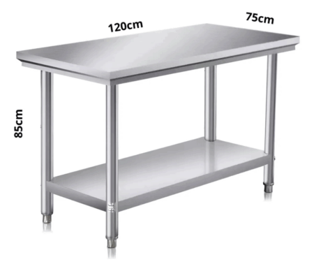 Mesada De Trabajo Profesional Desarmable Acero Inox 120cm - Imagen 2