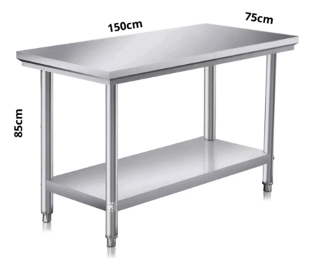 Mesada De Trabajo Profesional Desarmable Acero Inox 150cm - Imagen 2