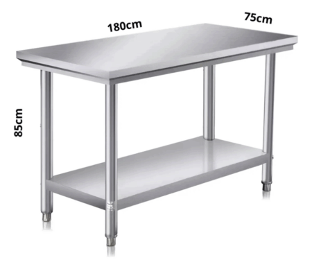 Mesada De Trabajo Profesional Desarmable Acero Inox 180cm - Imagen 2