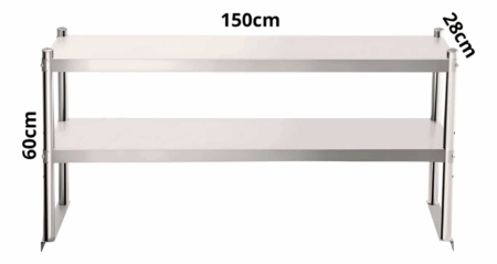 Estanteria Sobre Mesada Doble Piso Acero Inoxidable 150cm - Imagen 3