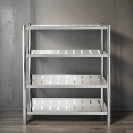 Estantería Acero Inox 4 Niveles Perforados Ajustable - Imagen 2