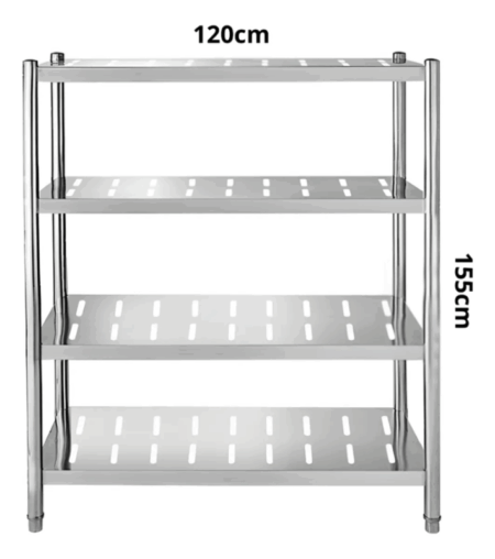 Estantería Acero Inox 4 Niveles Perforados Ajustable - Imagen 3