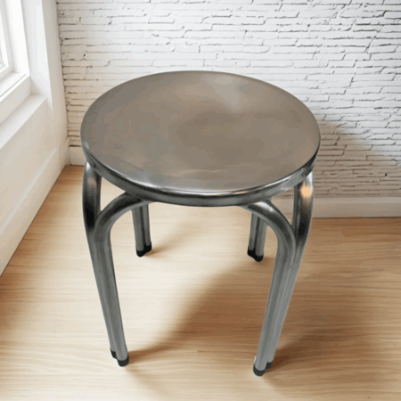 Banqueta Taburete Bajo De Acero Inoxidable Pata Doble - Imagen 3